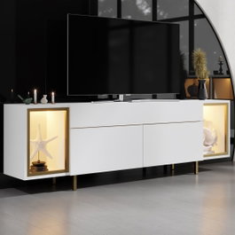Hanah Home Soporte de TV Zenith Blanco y Dorado